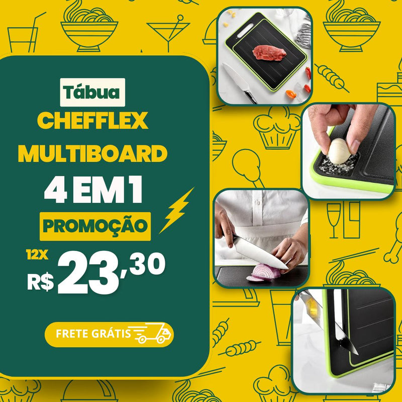 Tábua ChefFlex MultiBoard 4 em 1  | ❄️ Descongele | 🔪 Corte | 🧄 Rale | 🍋 Afie - A multifuncional que sua cozinha precisava!